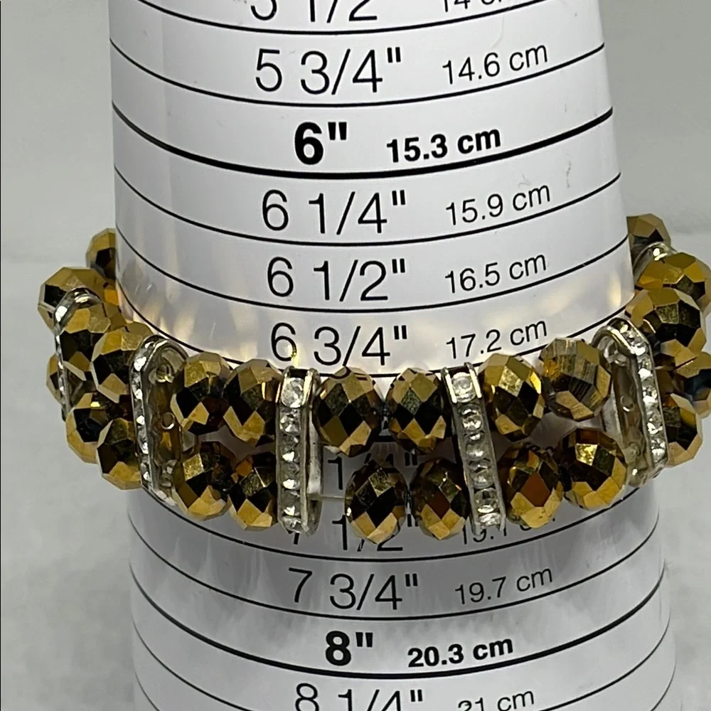Elegant Gold and Silver  faced coated Beaded stretch Bracelet